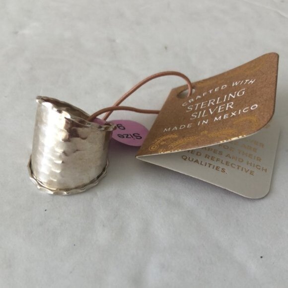 Seed & Sage ATI Sterling Silver 925 Wide Hammered Band Ring Mexico Sz. 9 - Picture 10 of 16